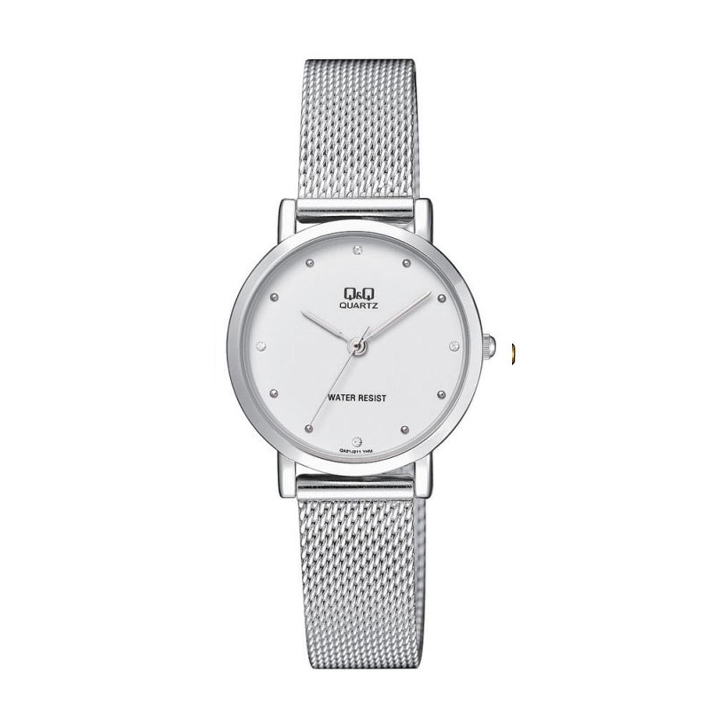 Reloj Q&Q para Mujer Malla Metálica Resistente Al Agua Plateado Accesorio Elegante para Sorprender